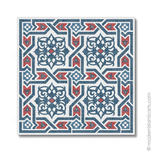 تحميل الصورة في عارض المعرض ، Islamic Pattern Decor Islamic Wall Art Red-Blue Arabesque Unframed