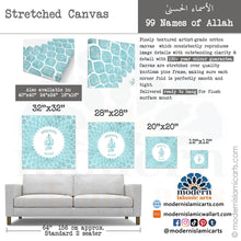 Afbeelding in Gallery-weergave laden, 99 Names of Allah | Turquoise | Watercolor Islamic Canvas