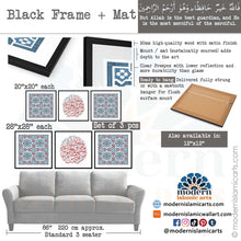Ladda upp bild till gallerivisning, Arabesque Set of 3 Islamic Wall Art | Blue-Red | Surah Yusuf Arabesque Islamic Decor