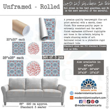 Ladda upp bild till gallerivisning, Arabesque Set of 3 Islamic Wall Art | Blue-Red | Surah Yusuf Arabesque Islamic Decor