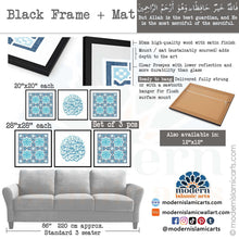 Charger l'image dans la galerie, Arabesque Set of 3 Islamic Wall Art | Blue | Surah Yusuf Arabesque Islamic Decor