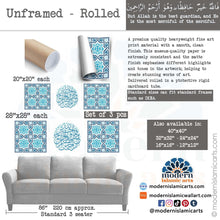 Charger l'image dans la galerie, Arabesque Set of 3 Islamic Wall Art | Blue | Surah Yusuf Arabesque Islamic Decor