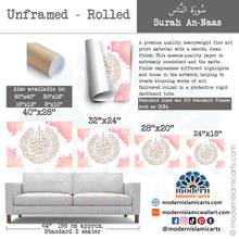 Load image into Gallery viewer, Surah Nas | Pink | Watercolor Islamic Canvas