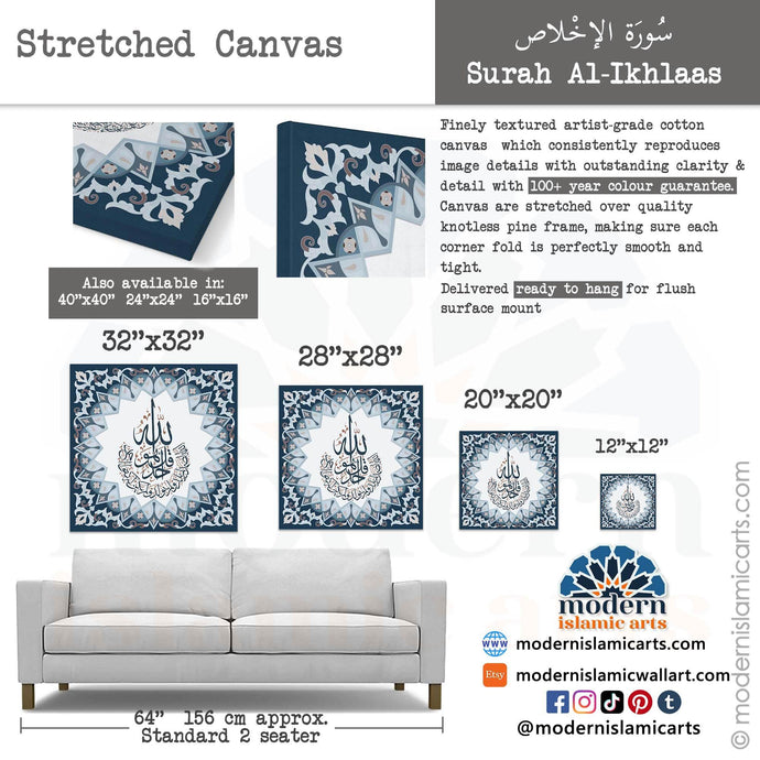 Surah Ikhlas | Navy | Islamic Pattern Islamic Canvas