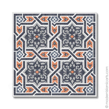 Charger l'image dans la galerie, Islamic Canvas of Islamic Pattern Decor in Orange-Black Arabesque Black Frame with Mat