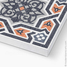 Charger l'image dans la galerie, Islamic Pattern Decor Islamic Canvas Orange-Black Arabesque White Frame with Mat