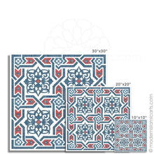 تحميل الصورة في عارض المعرض ، Islamic Pattern Decor Islamic Wall Art Red-Blue Arabesque White Frame with Mat