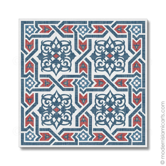 Islamic Pattern Decor Islamic Wall Art Red-Blue Arabesque Unframed