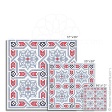 Load image into Gallery viewer, Grey-Red Arabesque Islamic Canvas of Islamic Pattern Decor Black Frame
