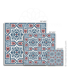 Load image into Gallery viewer, Islamic Wall Art of Islamic Pattern Decor in Red-Blue Arabesque Black Frame with Mat
