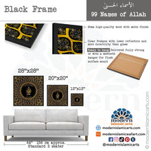 Afbeelding in Gallery-weergave laden, 99 Names of Allah | Gold on Black Islamic Wall Art
