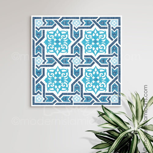 Islamic Pattern Decor | Blue | Arabesque Islamic Wall Art - Modern Islamic Arts