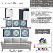 Afbeelding in Gallery-weergave laden, Islamic Pattern Set of 3 Quls | Blue | Al-Ikhlaas, An-Naas and Al-Falaq - Modern Islamic Arts
