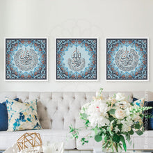 Charger l&#39;image dans la galerie, Islamic Pattern Set of 3 Quls | Blue | Al-Ikhlaas, An-Naas and Al-Falaq - Modern Islamic Arts
