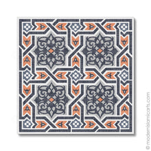Load image into Gallery viewer, Islamic Canvas of Islamic Pattern Decor in Orange-Black Arabesque Black Frame with Mat
