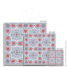 Load image into Gallery viewer, Islamic Canvas of Islamic Pattern Decor in Grey-Red Arabesque Black Frame with Mat
