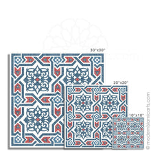 Load image into Gallery viewer, Islamic Pattern Decor Islamic Wall Art Red-Blue Arabesque White Frame with Mat
